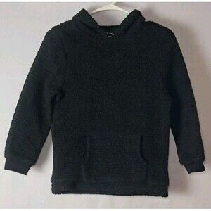 Art Class Boys M 8/10 Sherpa Hooded Sweatshirt Black Fuzzy